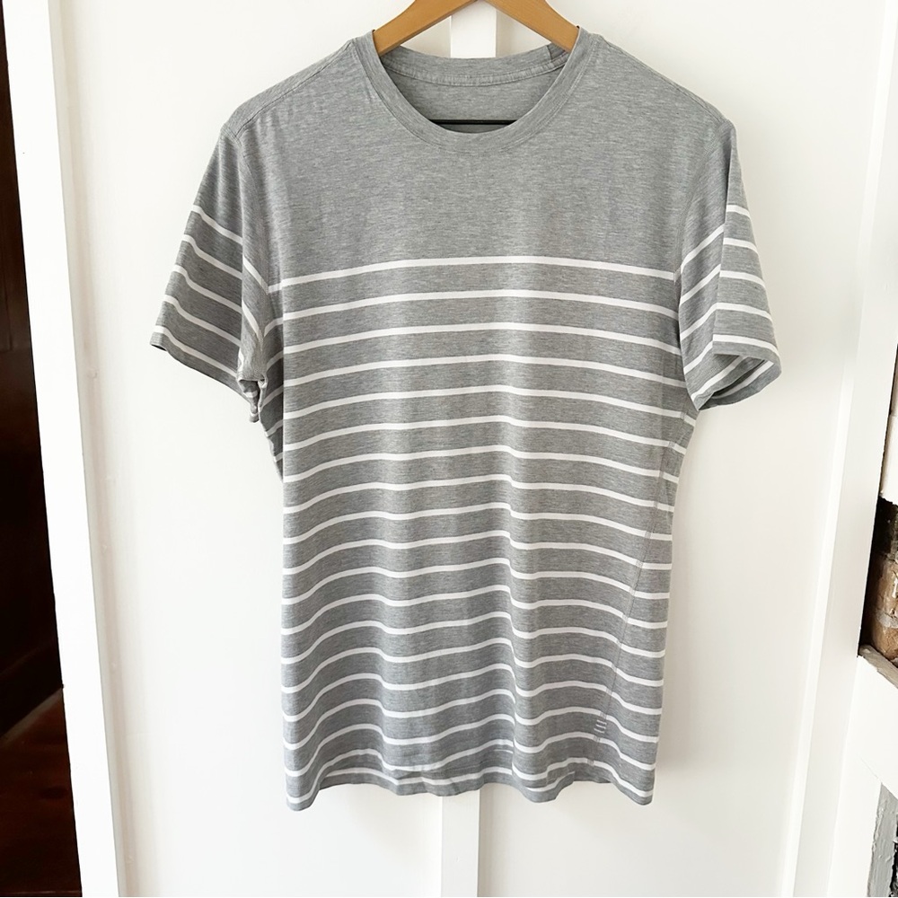 LULULEMON grey stripe 5 year basic tee